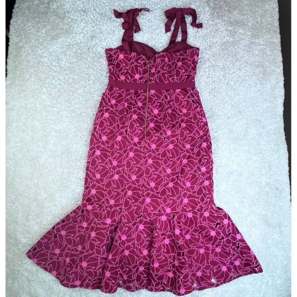 J. Crew Eyelet Midi Dress With Flounce Hem Red 6 - Picture 3 of 14